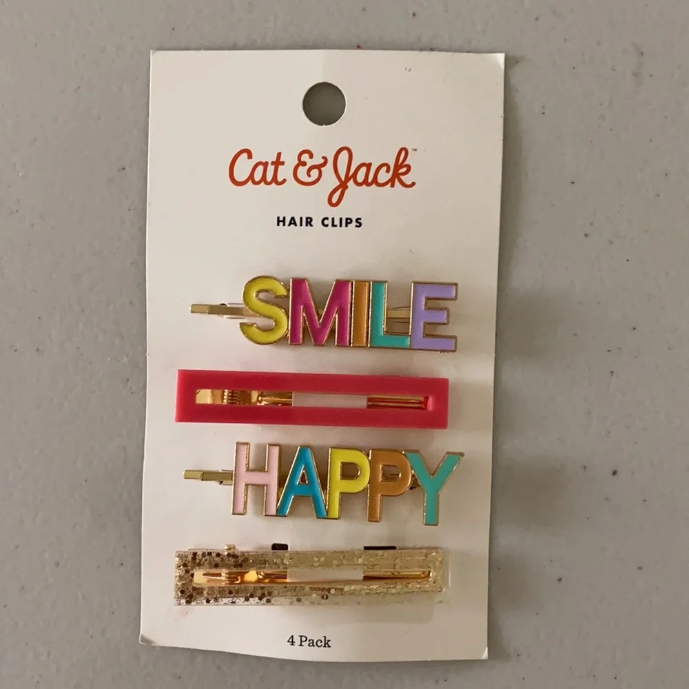 Cat & Jack Smile and Happy Hair 4 pack Clips